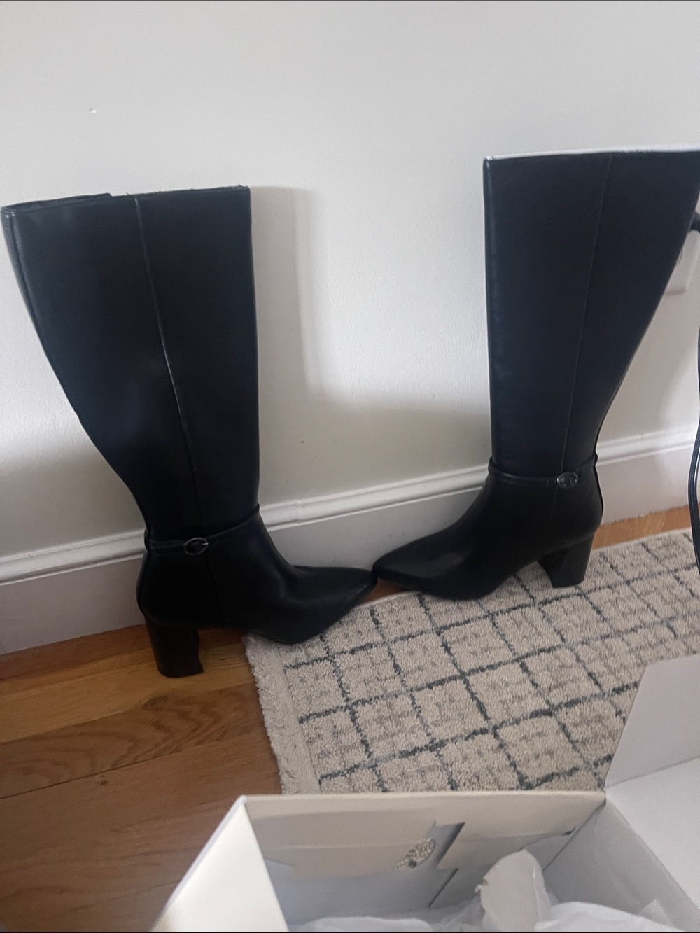 Anne Klein Black Tall Pointed-Toe Block Heel Boots. NWT